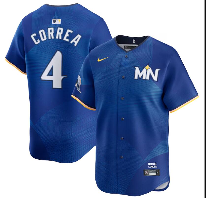 Men Nike Minnesota Twins #4 Carlos Correa Royal 2024 City Connect Limited MLB Jersey